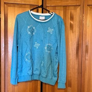 Blue Embroidered Sweatshirt